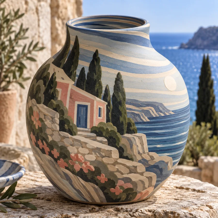 Ceramic Nerikomi: Colored clay patterns running through the form