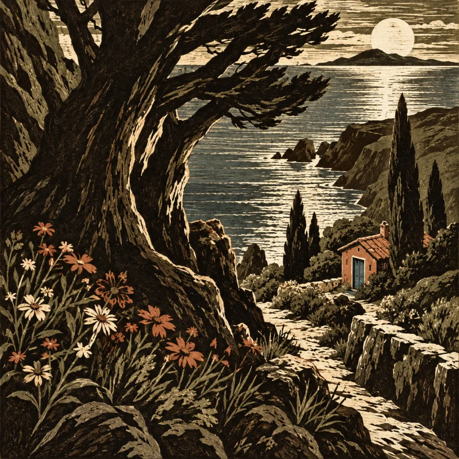 Chiaroscuro Woodcut: Interlocking tone blocks and reserved highlights