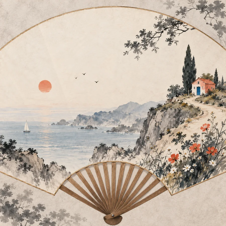 Chinese Fan Painting: An intimate scene shaped by a curved support