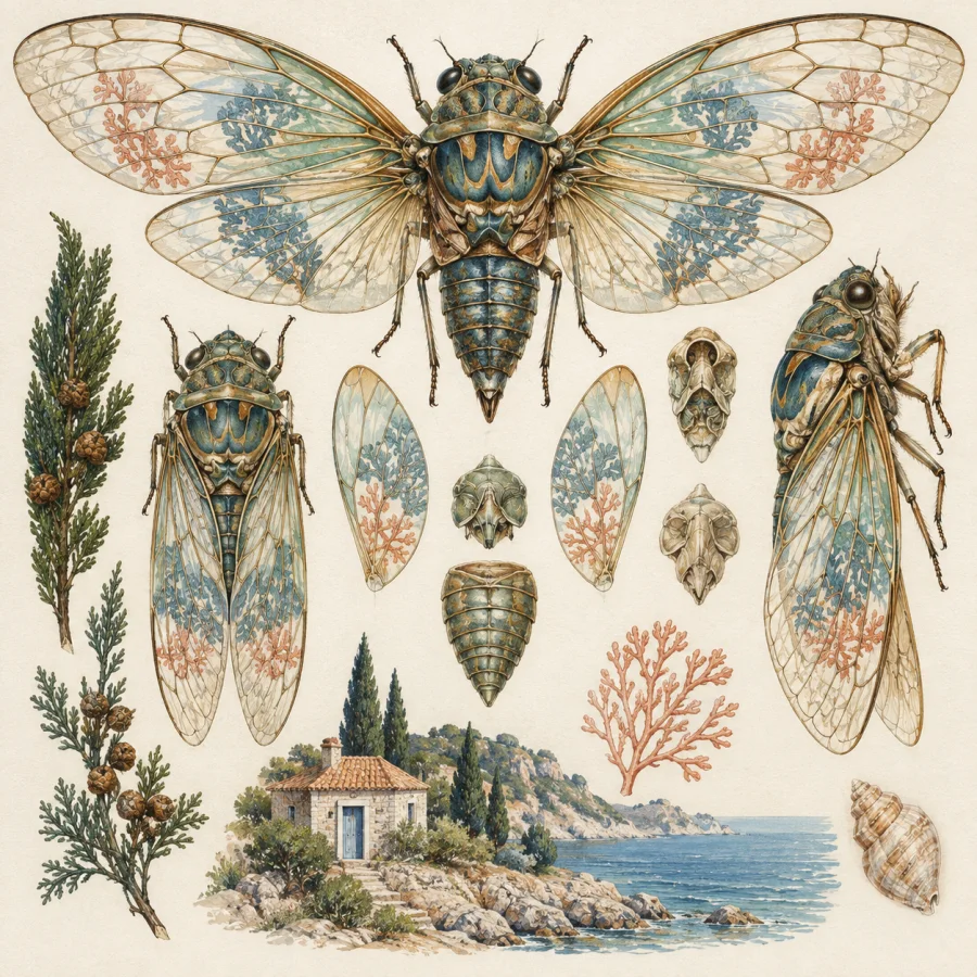 Entomological Illustration: Minute structure arranged with scientific clarity