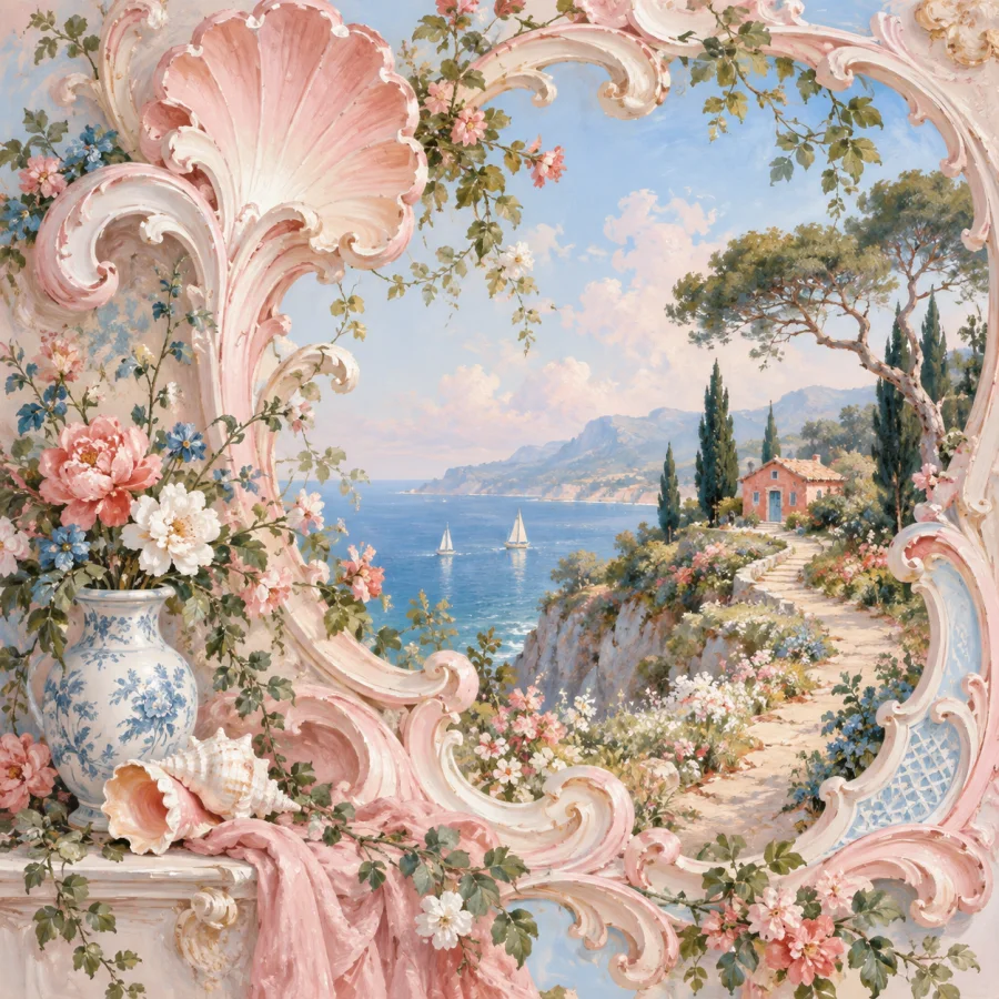 French Pastoral Rocaille: Playful nature in curling ornament