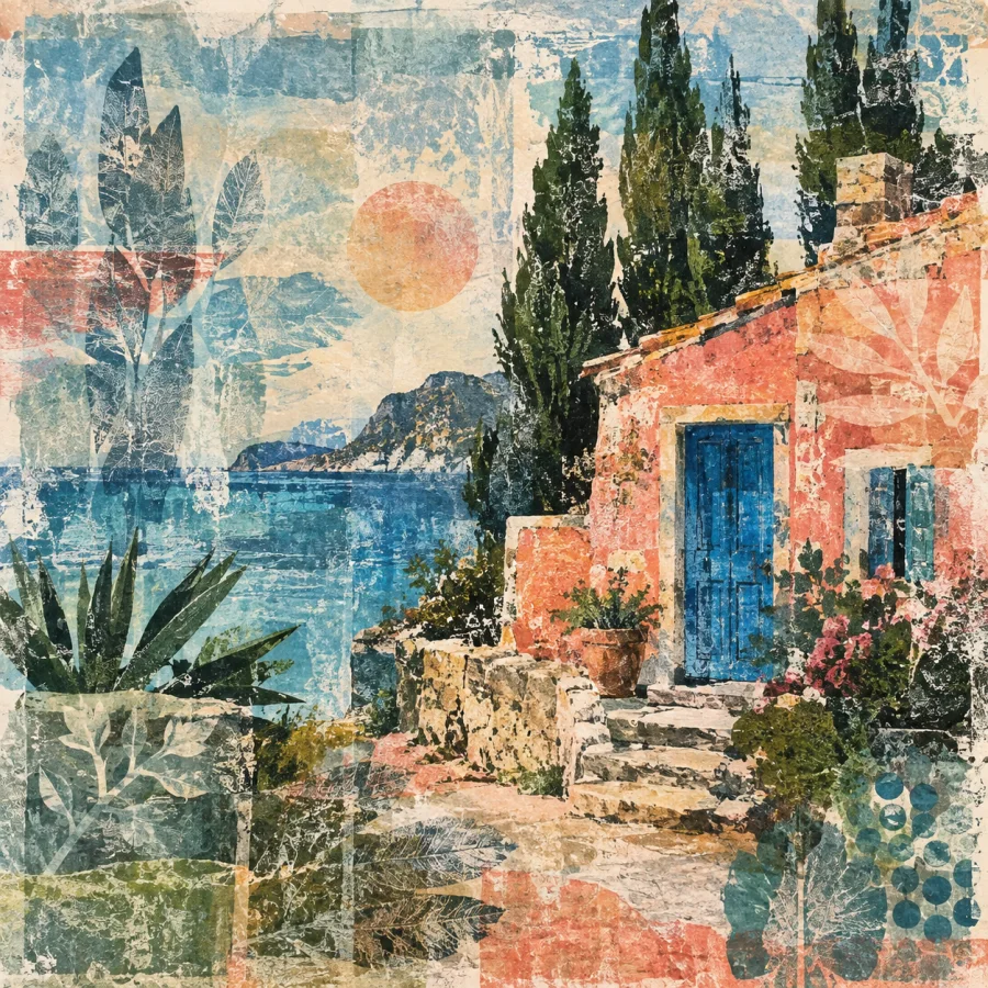 Gel-Plate Monoprint: Layered color with soft transferred textures