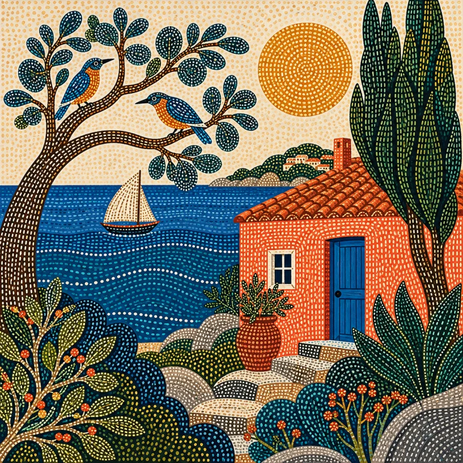 Gond-Inspired Pattern Painting: Living forms filled with rhythmic tiny marks