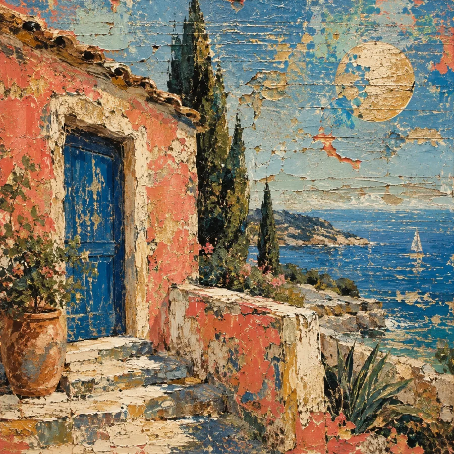 Grattage Painting: Color revealed by scraping over hidden textures