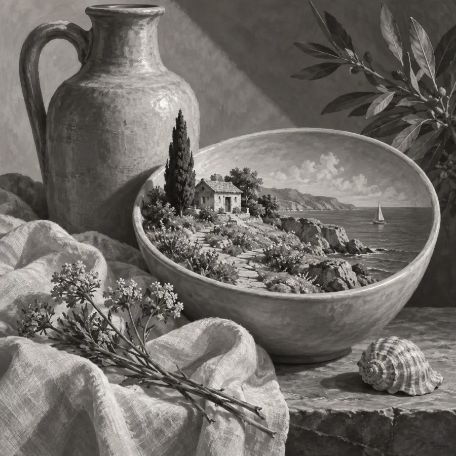 Grisaille Painting: Sculptural volume in shades of gray