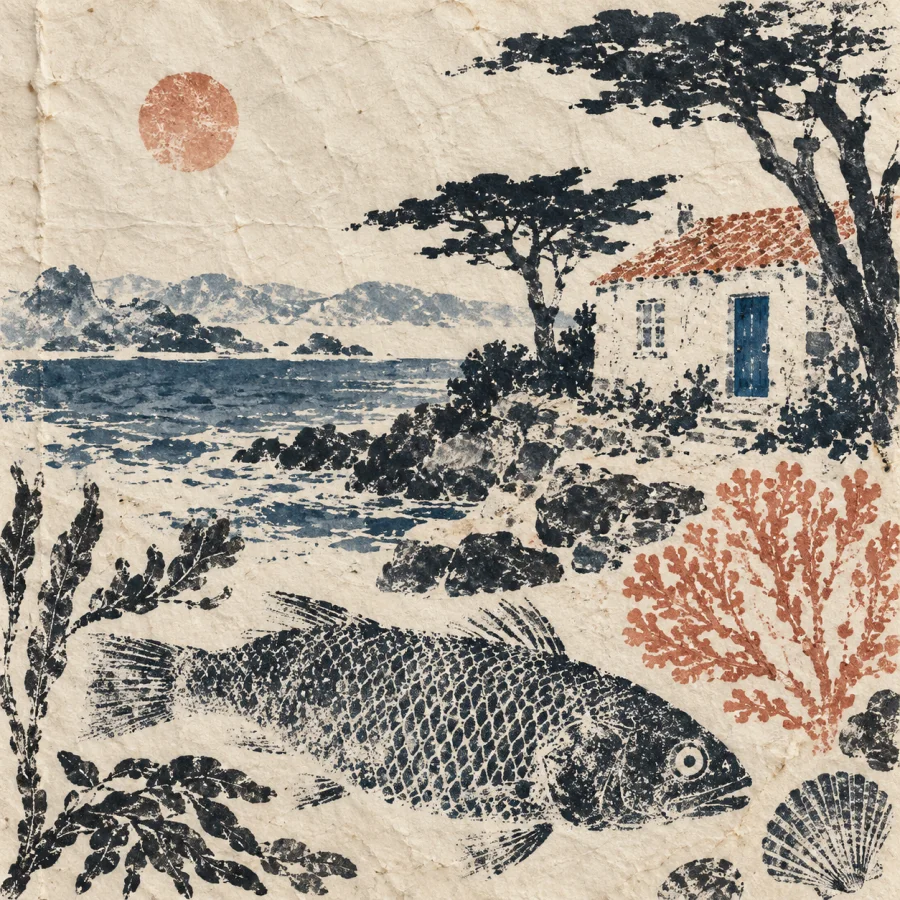 Gyotaku-Inspired Nature Print: Organic texture transferred in ink