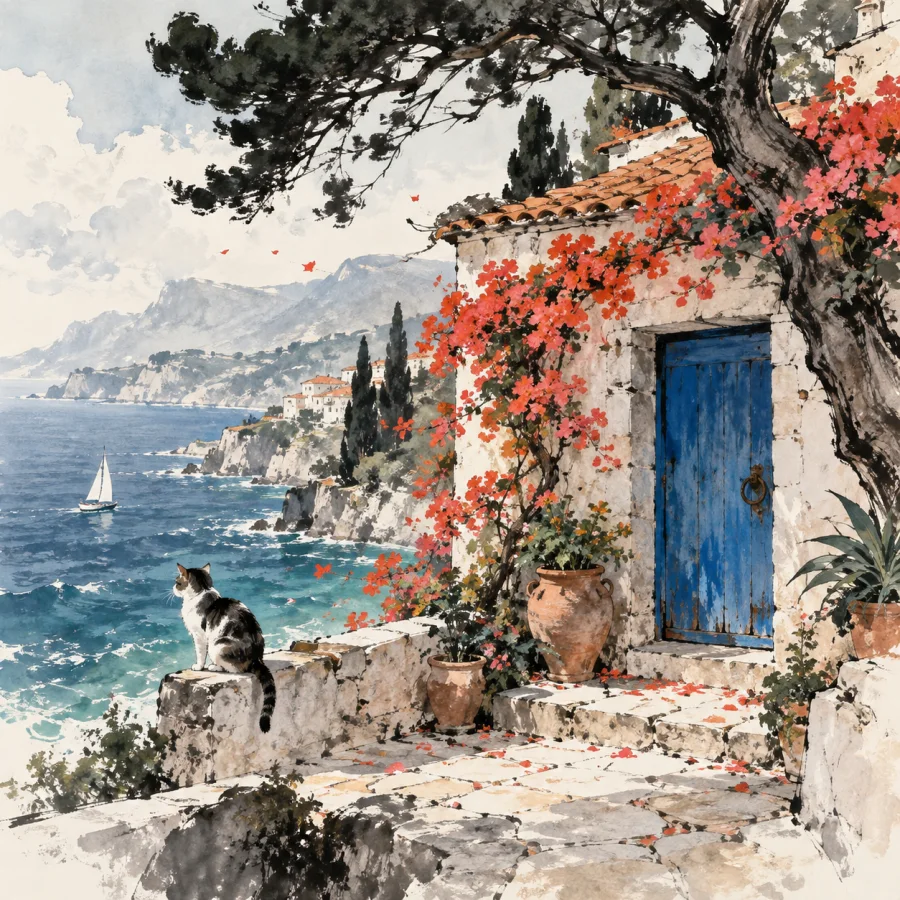 Ink-Wash Manhua: Brush-drawn narrative forms with atmospheric color