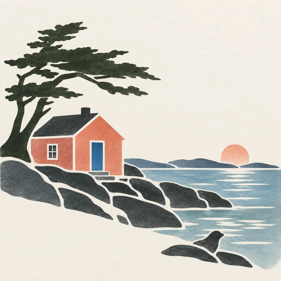 Inuit Stencil-Inspired Print: Soft brushed color inside crisp shapes