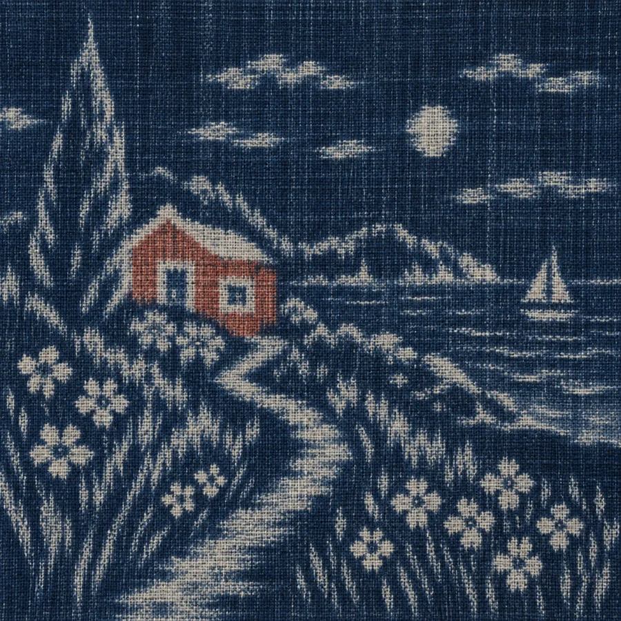 Japanese Kasuri Weaving: Small blurred patterns inside indigo cloth