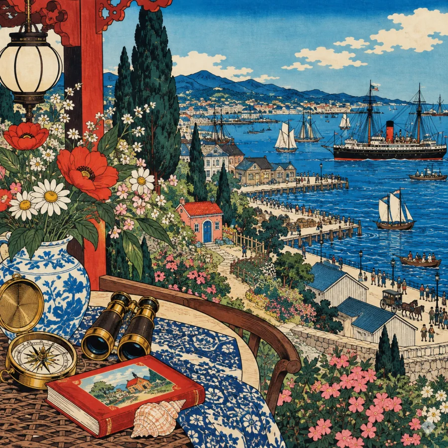 Japanese Yokohama-e: Cross-cultural scenes in vivid woodblock color
