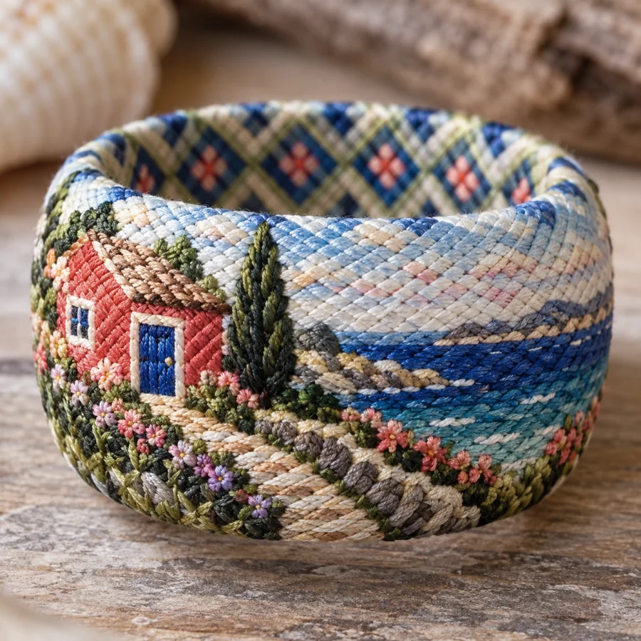 Japanese Yubinuki Threadwork: Geometric silk bands wrapped around a ring