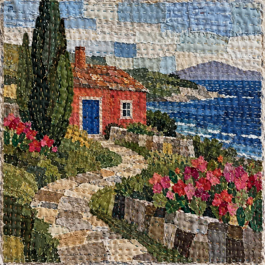 Kawandi Quilting: Layered cloth assembled in concentric stitching