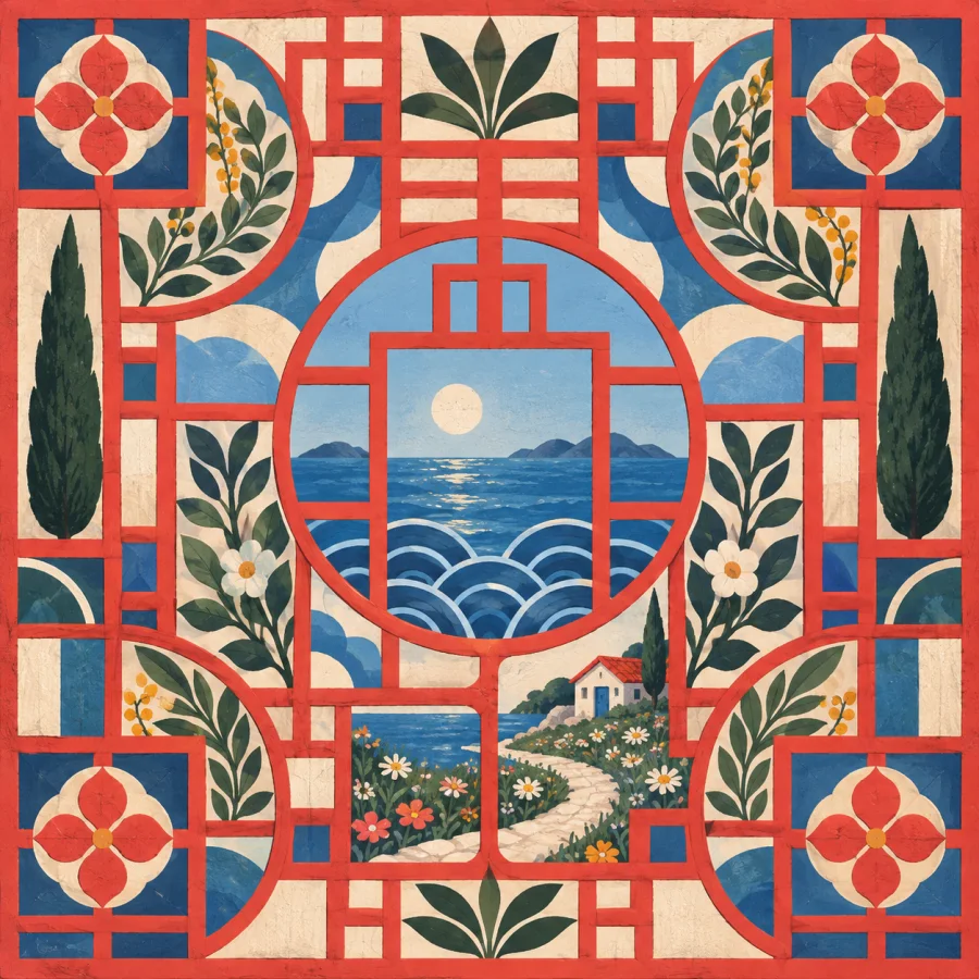 Korean Munjado-Inspired Geometry: Pictorial elements woven into an emblem