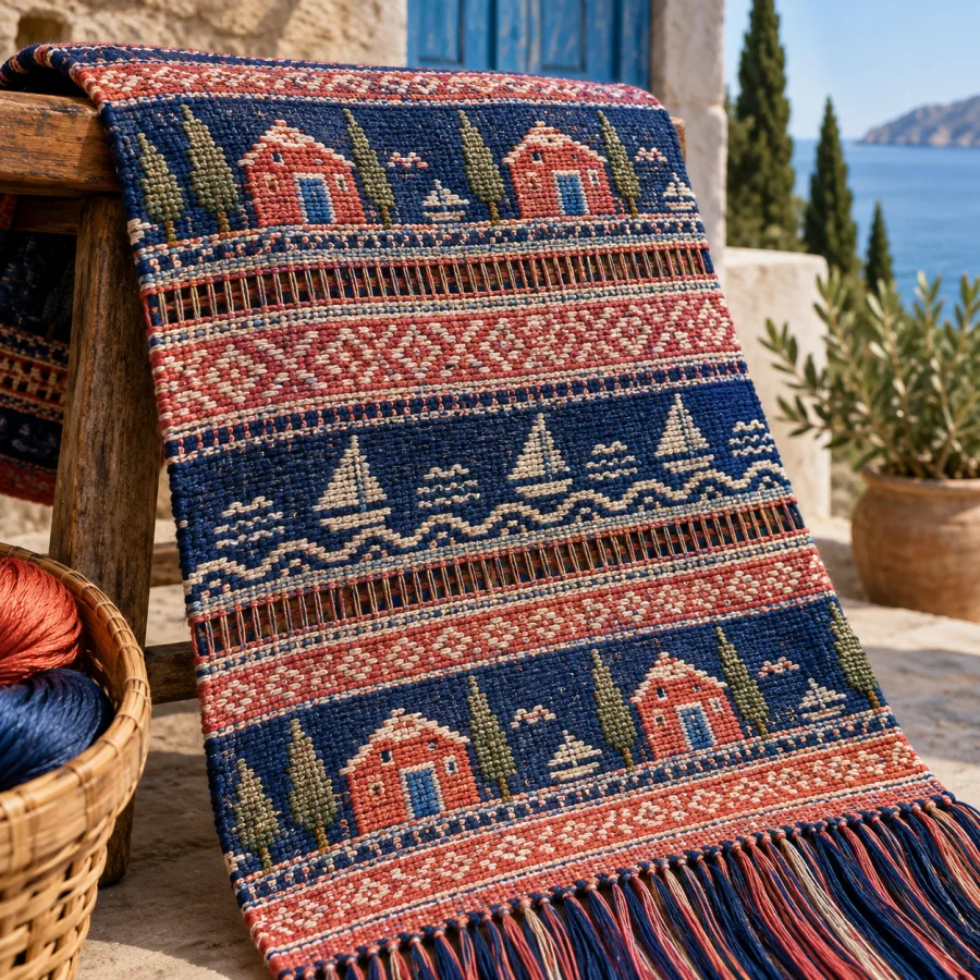 Lao Supplementary-Weft Weaving: Small raised motifs in lustrous silk bands