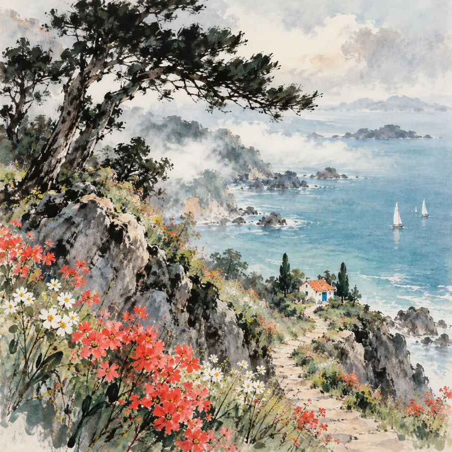 Lingnan School Painting: Atmospheric washes and luminous natural form