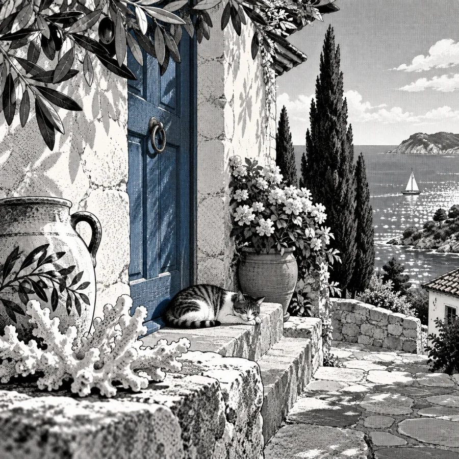 Manga Screentone Illustration: Ink structure and patterned gray values