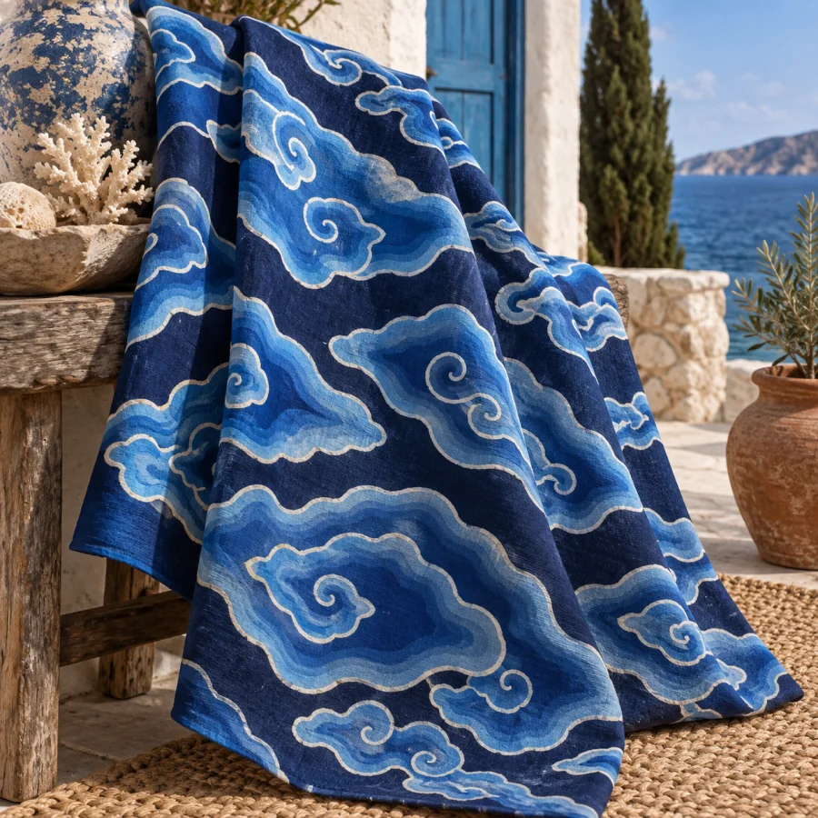 Mega Mendung Batik: Layered cloud contours in vivid cloth color