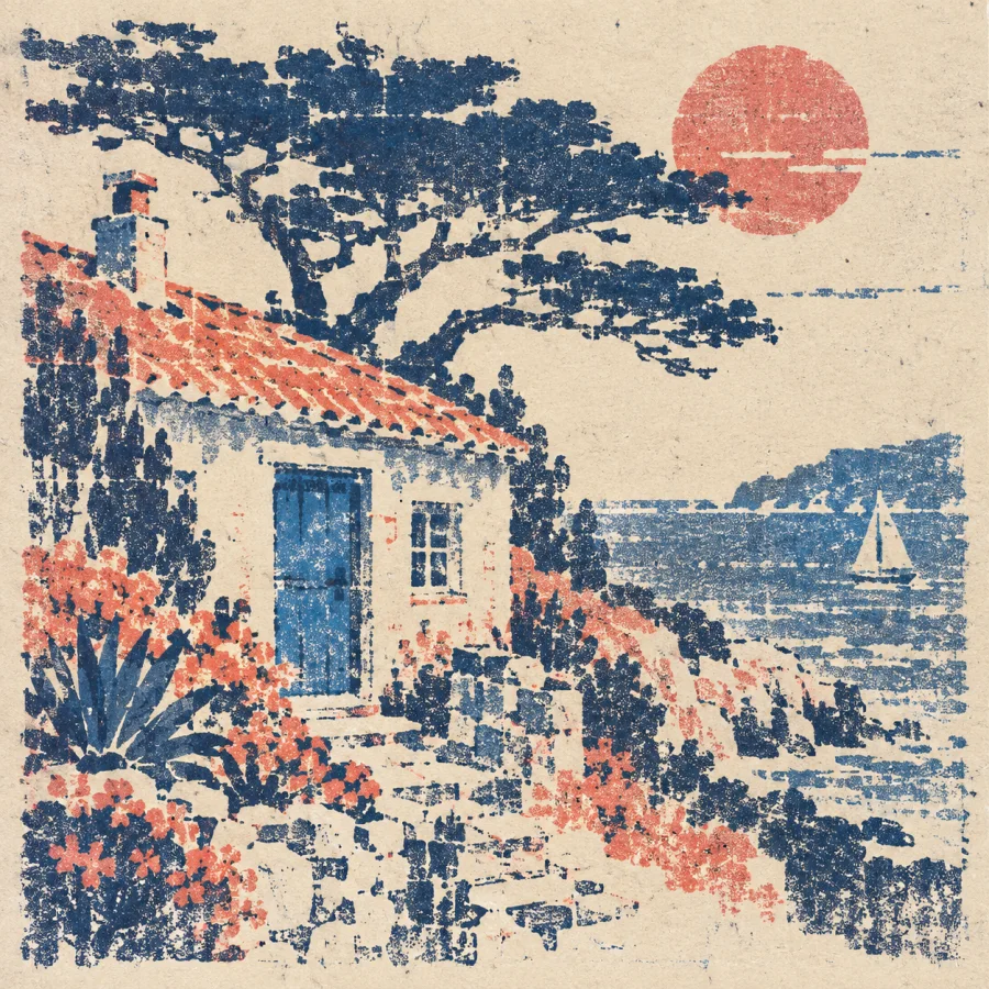 Mimeograph Stencil Print: Dense stencil marks and rough paper grain