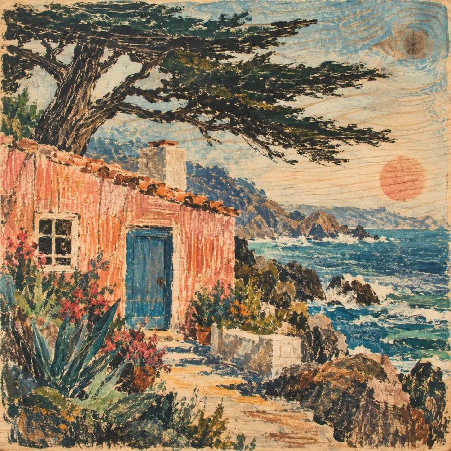 Mokulito: Lithographic drawing with visible wood grain