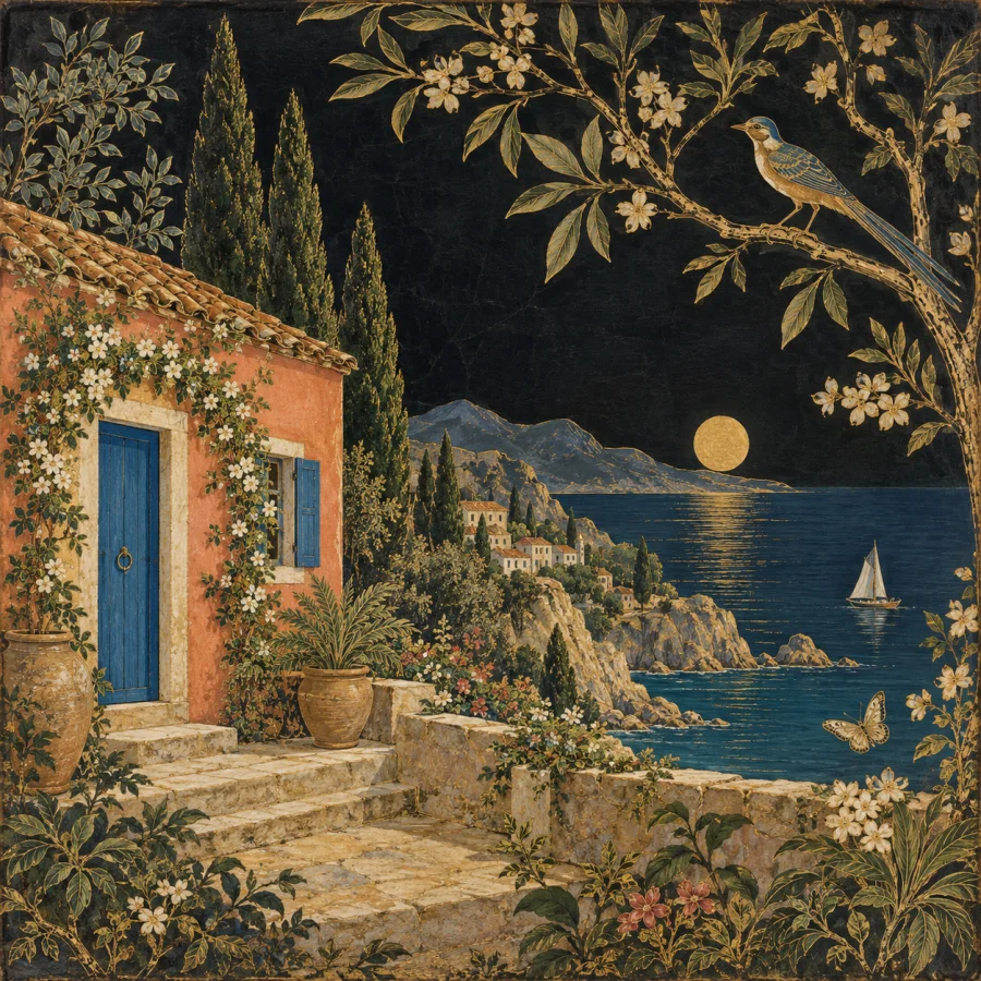 Nirmal Painting: Fine decorative scenery against luminous dark color