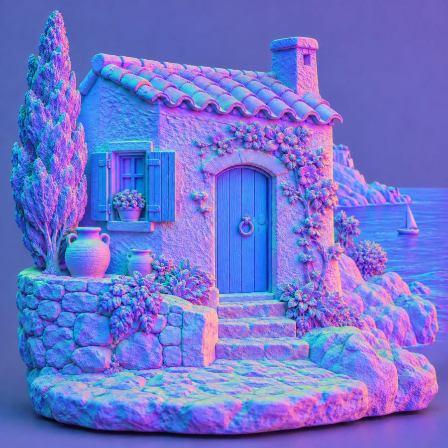 Normal-Map Visualization: Surface direction encoded in vivid color