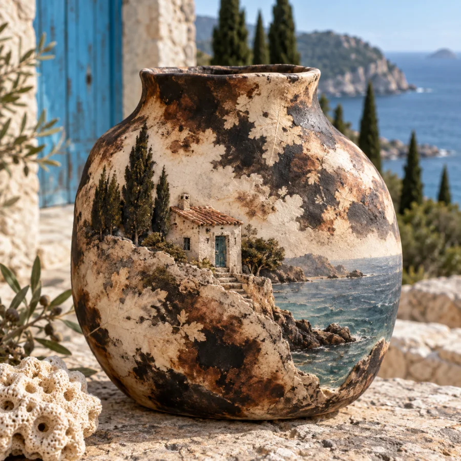 Obvara Ceramics: Organic toasted patterns on a fired vessel