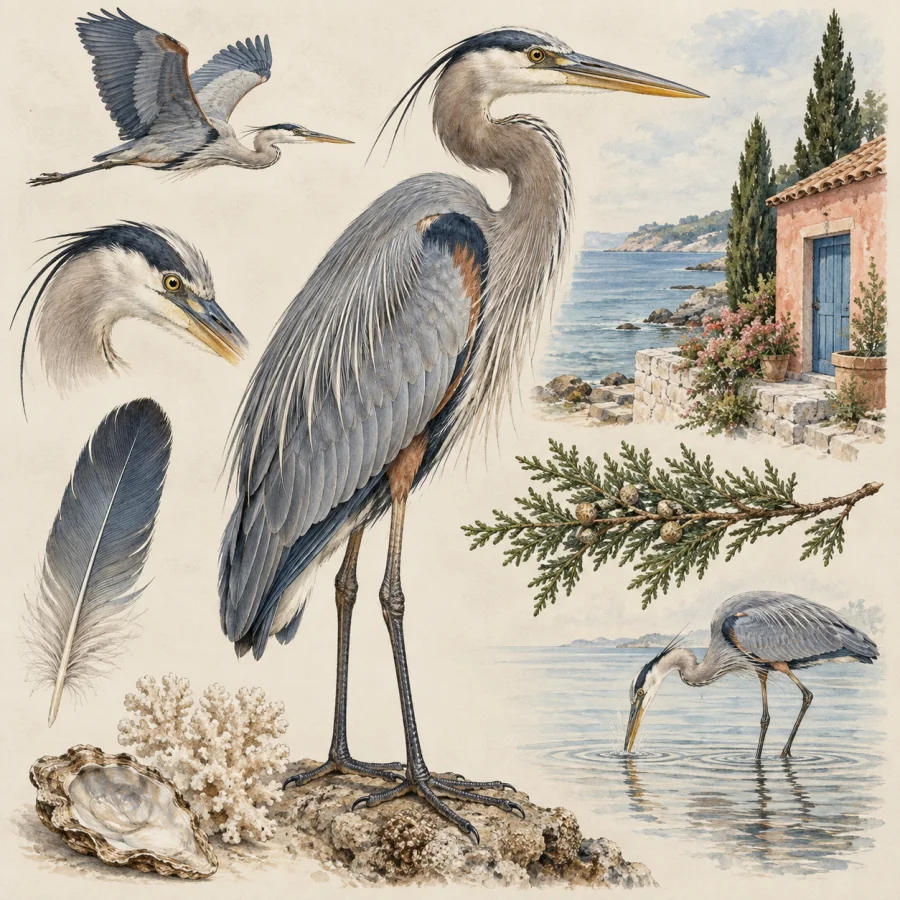 Ornithological Plate: Feather detail and poised natural composition