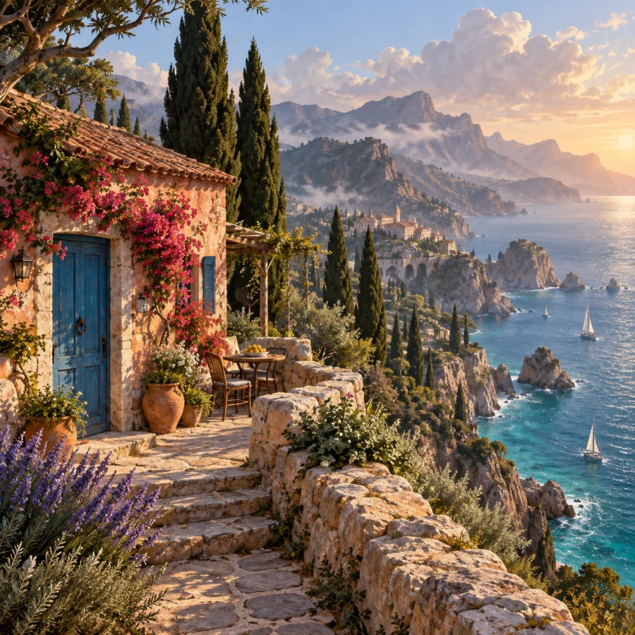 Painted Matte Environment: Expansive cinematic space built from painterly realism