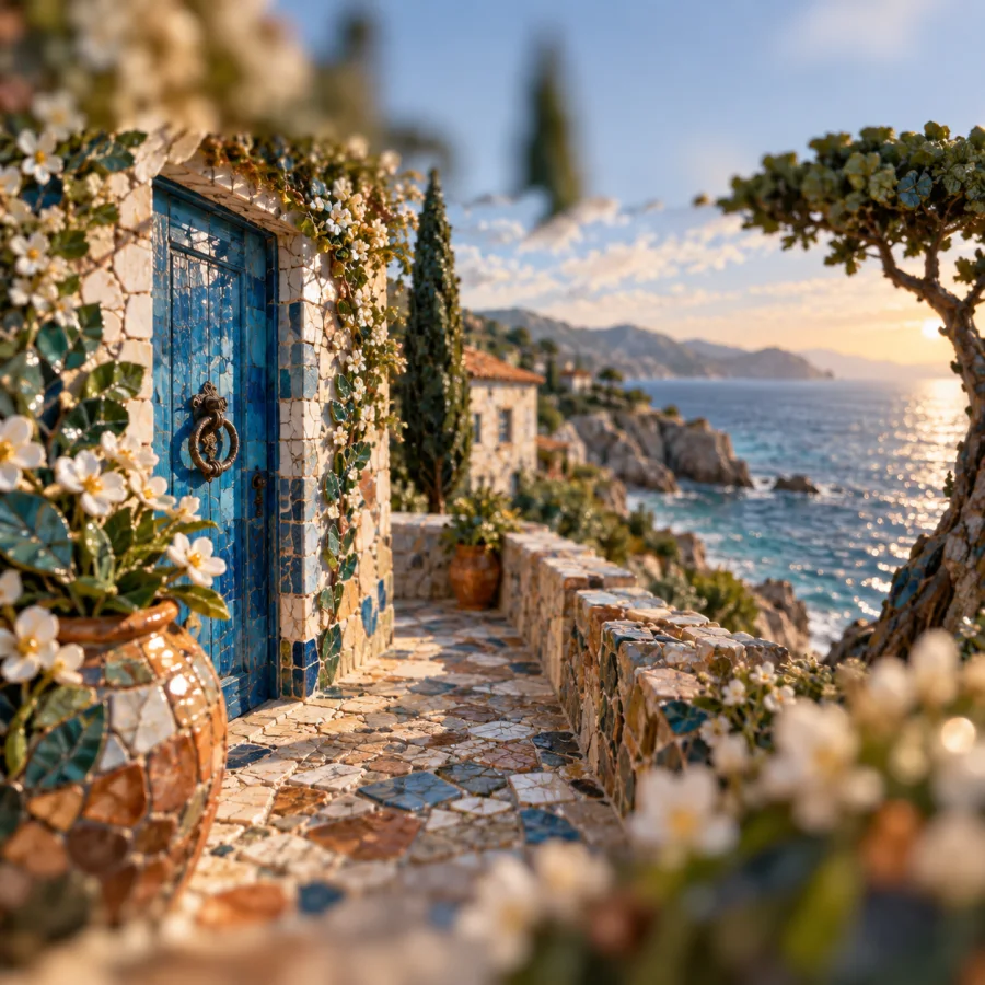 Panoramic Shallow-Focus Mosaic: Wide space with unusually delicate depth