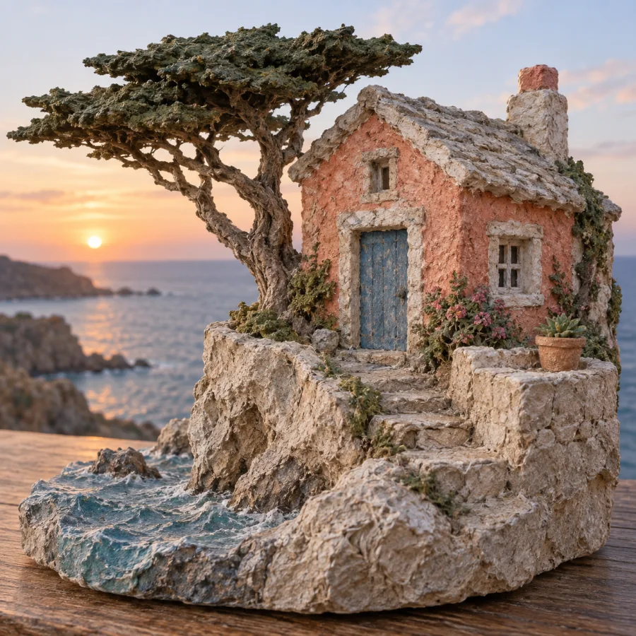 Papercrete Sculpture: Fibrous mineral forms with irregular edges