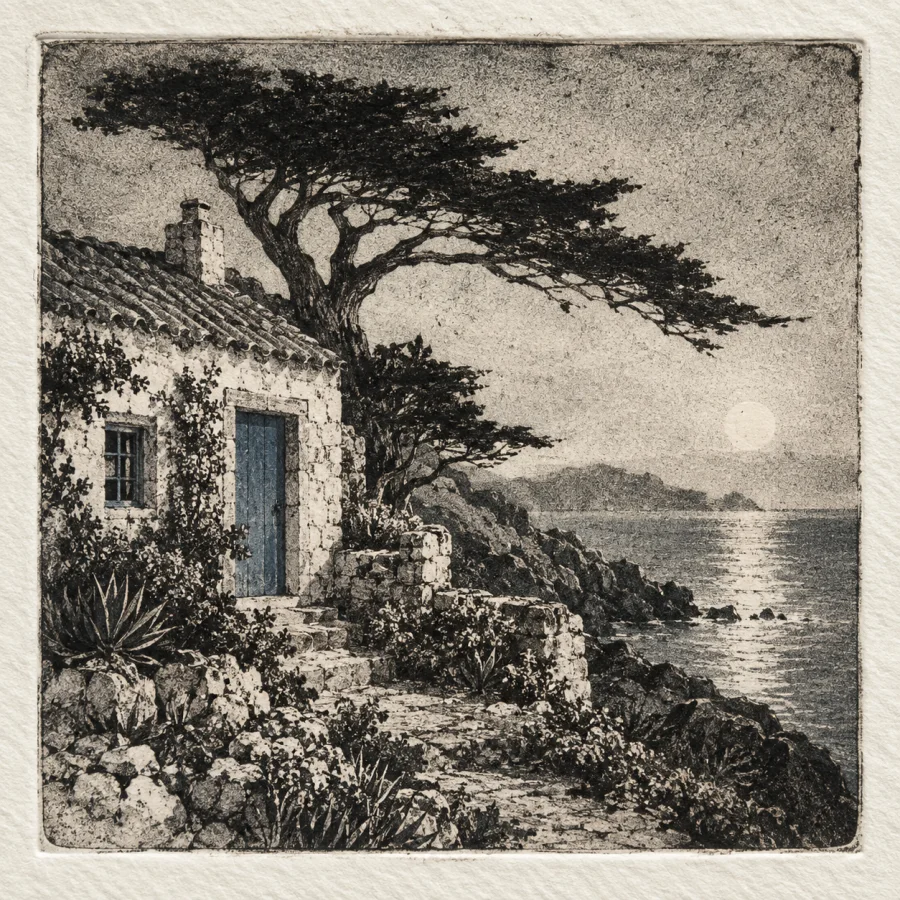 Photopolymer Intaglio: Fine tonal detail pressed into cotton paper