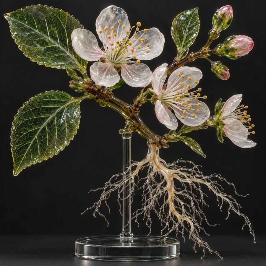 Scientific Glass Model: Fragile transparent detail rendered with exact care