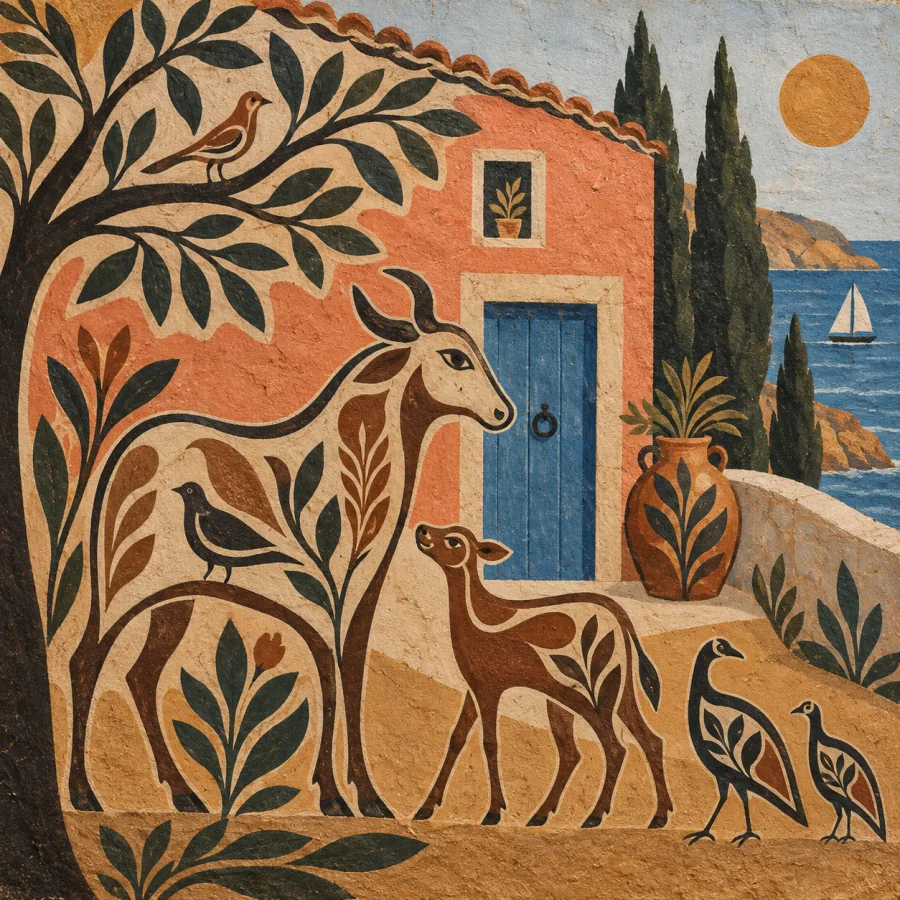 Sohrai-Inspired Mural Painting: Earth pigments and bold organic contour