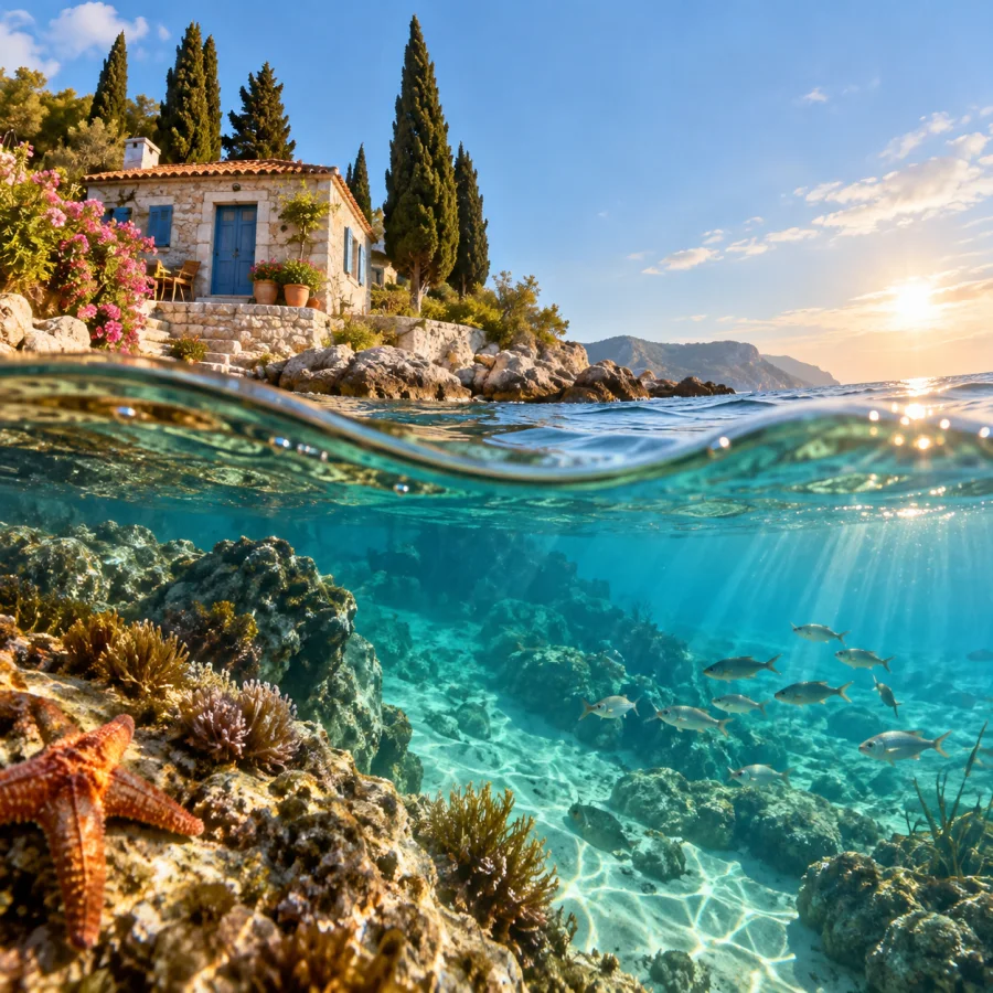 Split-Level Underwater Photography: Two worlds divided by a moving waterline