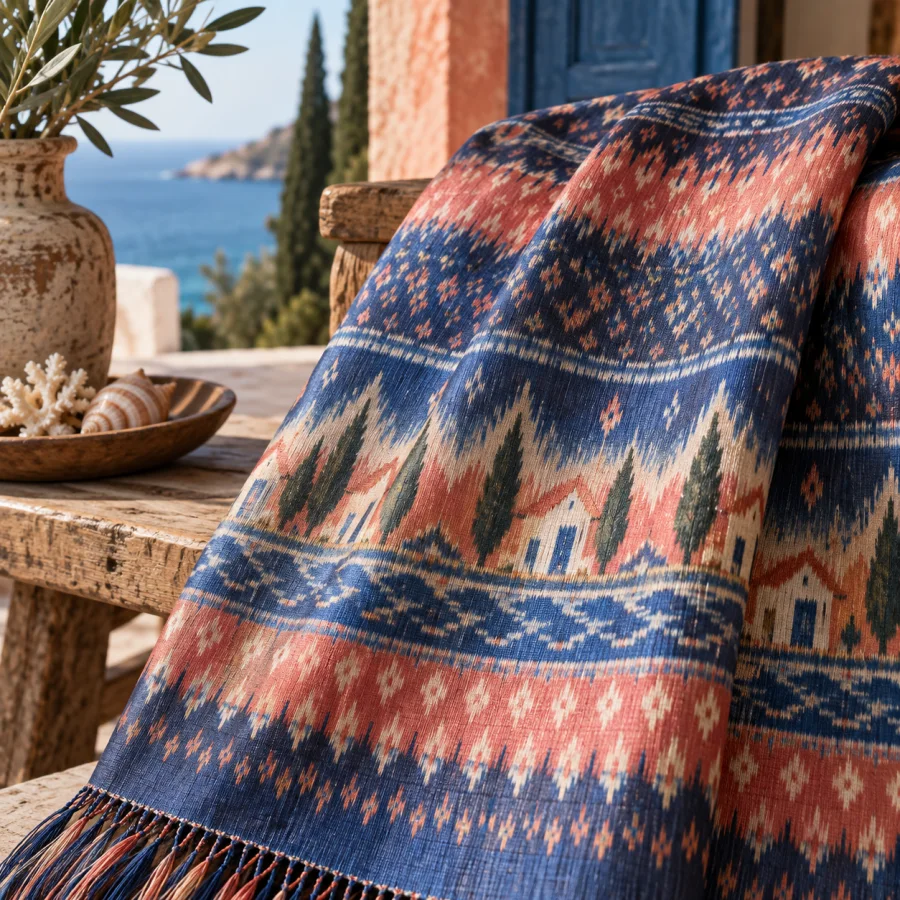 Thai Mudmee Silk: Feathered geometric color in a luminous weave