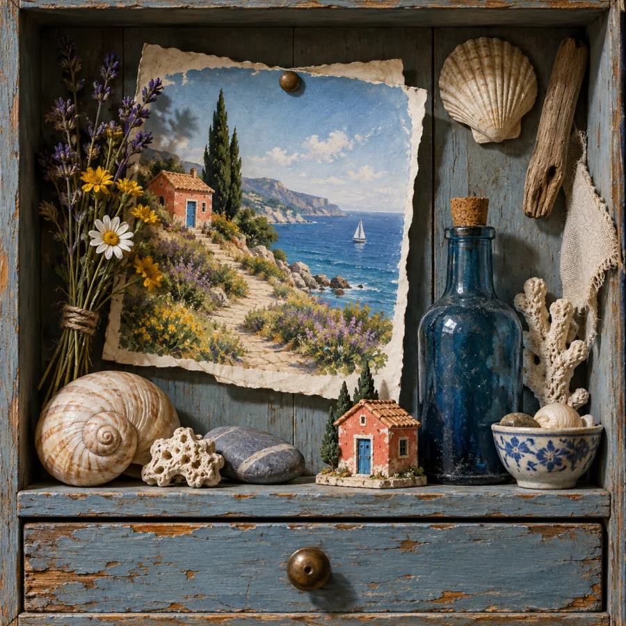 Trompe-l'Oeil Cabinet Painting: Small objects that seem physically present