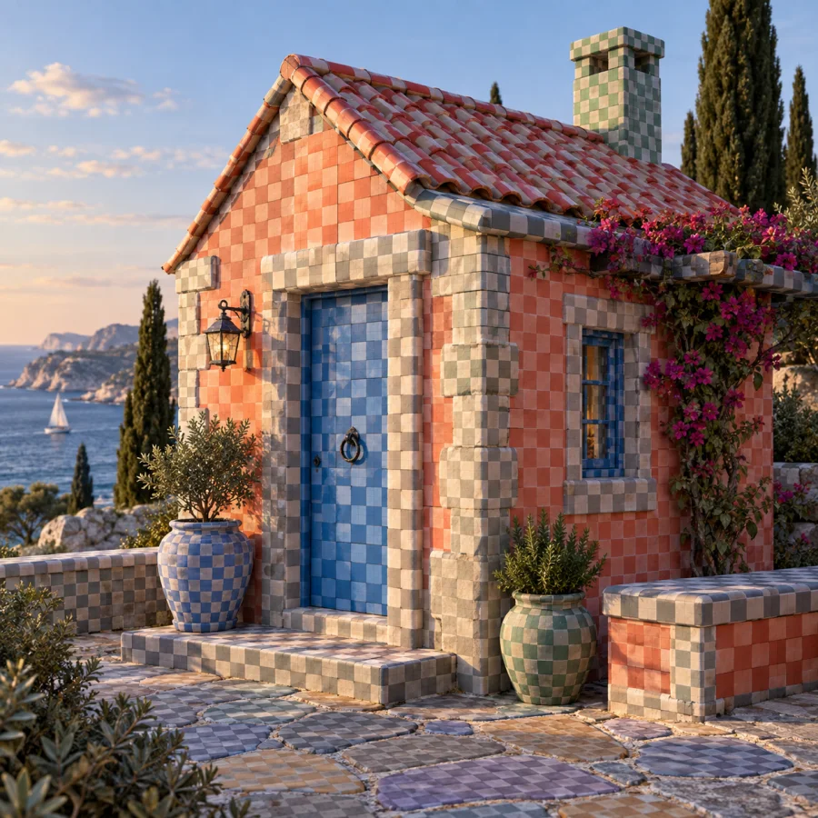 UV-Checker Render: Distortion revealed by a wrapped geometric grid