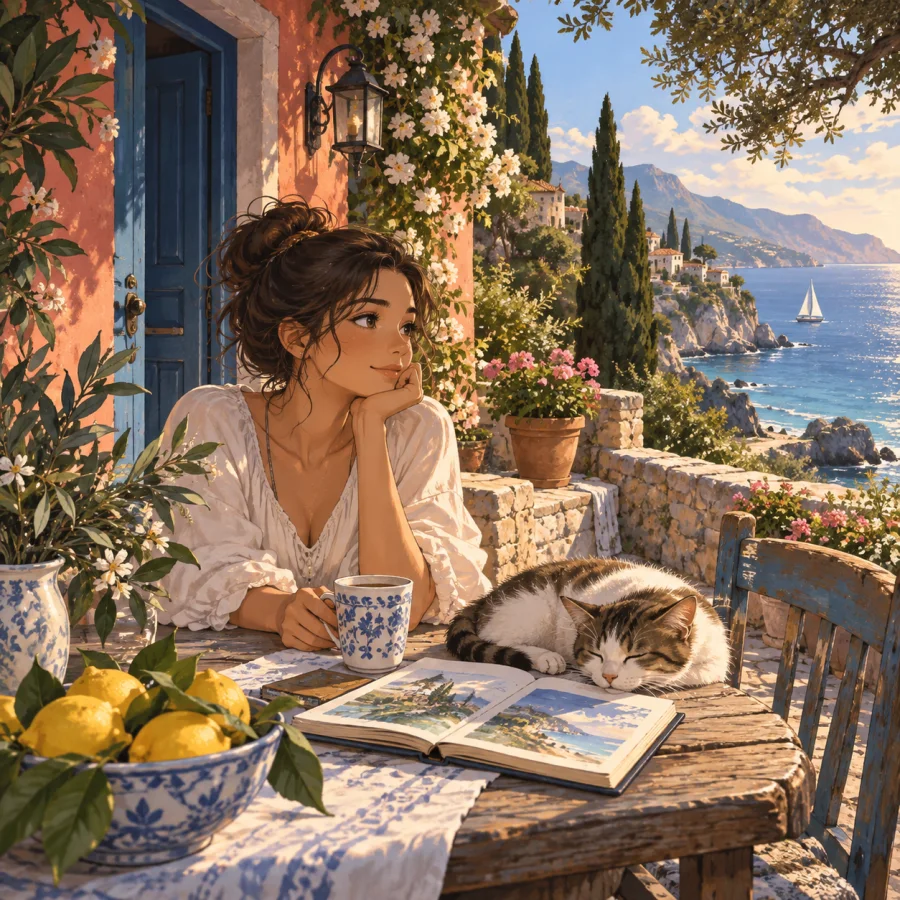 Webtoon Color Illustration: Clean digital contours and luminous narrative color