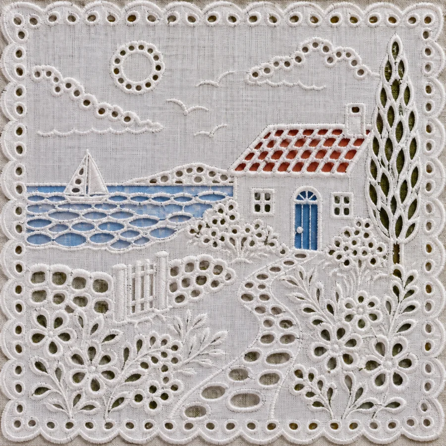 Whitework Broderie Anglaise: Embroidered holes and scalloped white edges