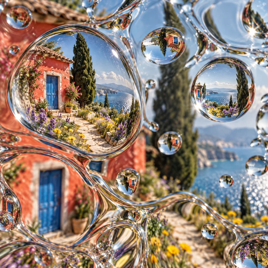 Liquid Refraction: A scene seen through moving glass