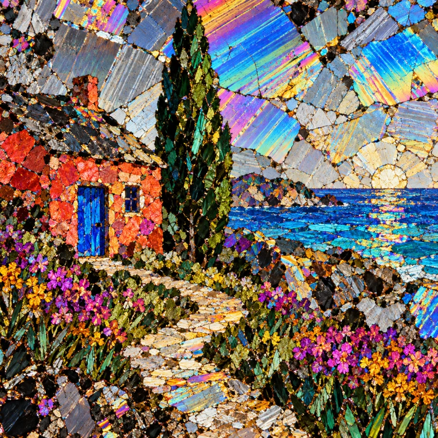 Polarized Crystal: Rainbow interference inside a crystal