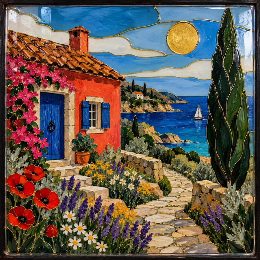 Reverse Glass Painting: Color viewed through a polished pane