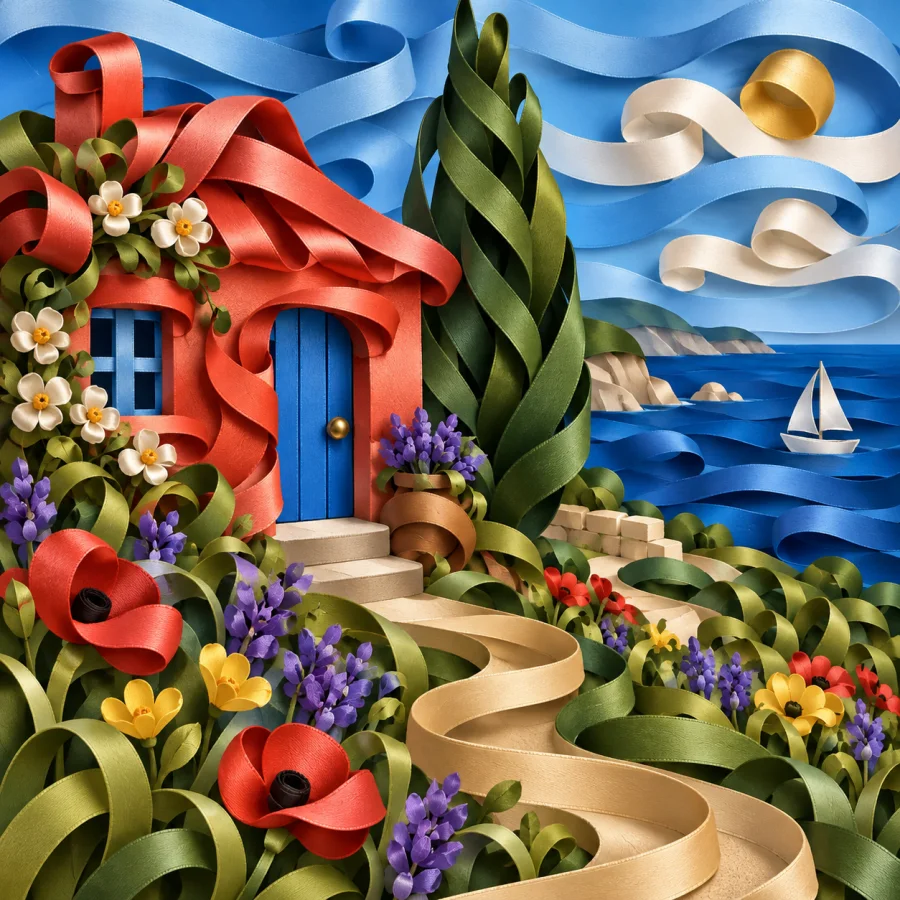Ribbon Sculpture: One continuous strip turns into a world