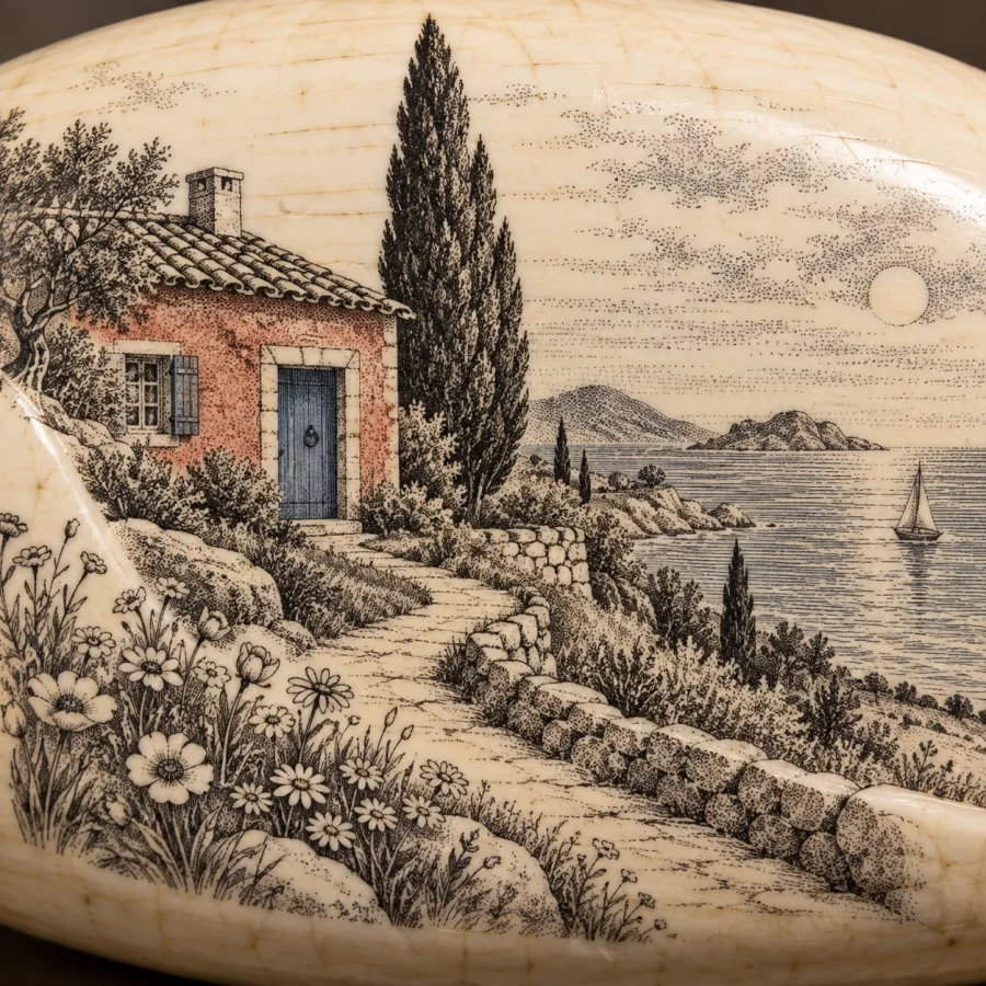 Scrimshaw: Tiny incisions on a pale surface