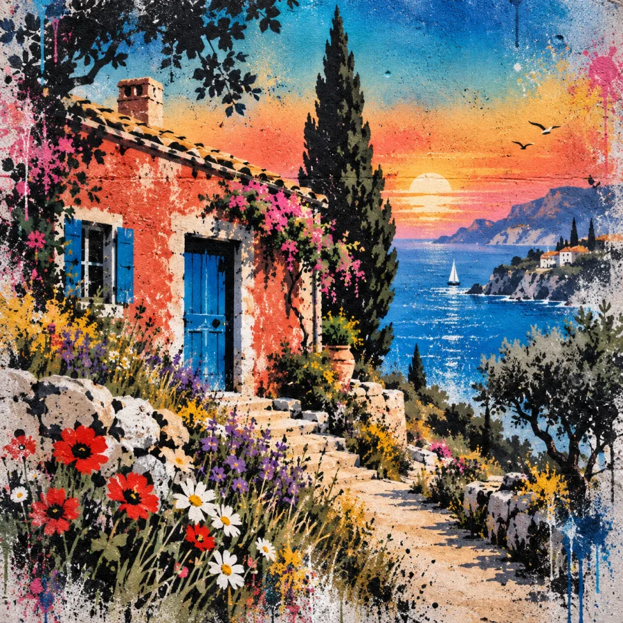 Spray Paint: Soft clouds, sharp stencils