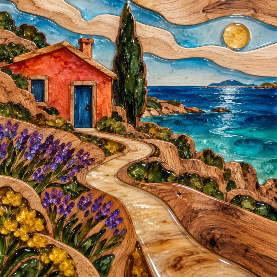 Resin Inlay: Color sealed beneath a clear surface