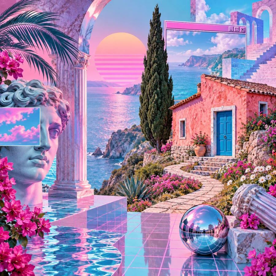 Vaporwave Collage: A dream of obsolete digital luxury