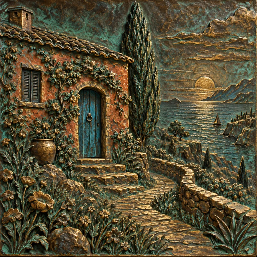Patinated Bronze: Time paints the metal