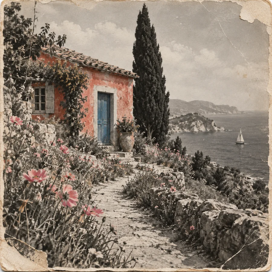 Hand-Tinted Photograph: A photograph touched with watercolor