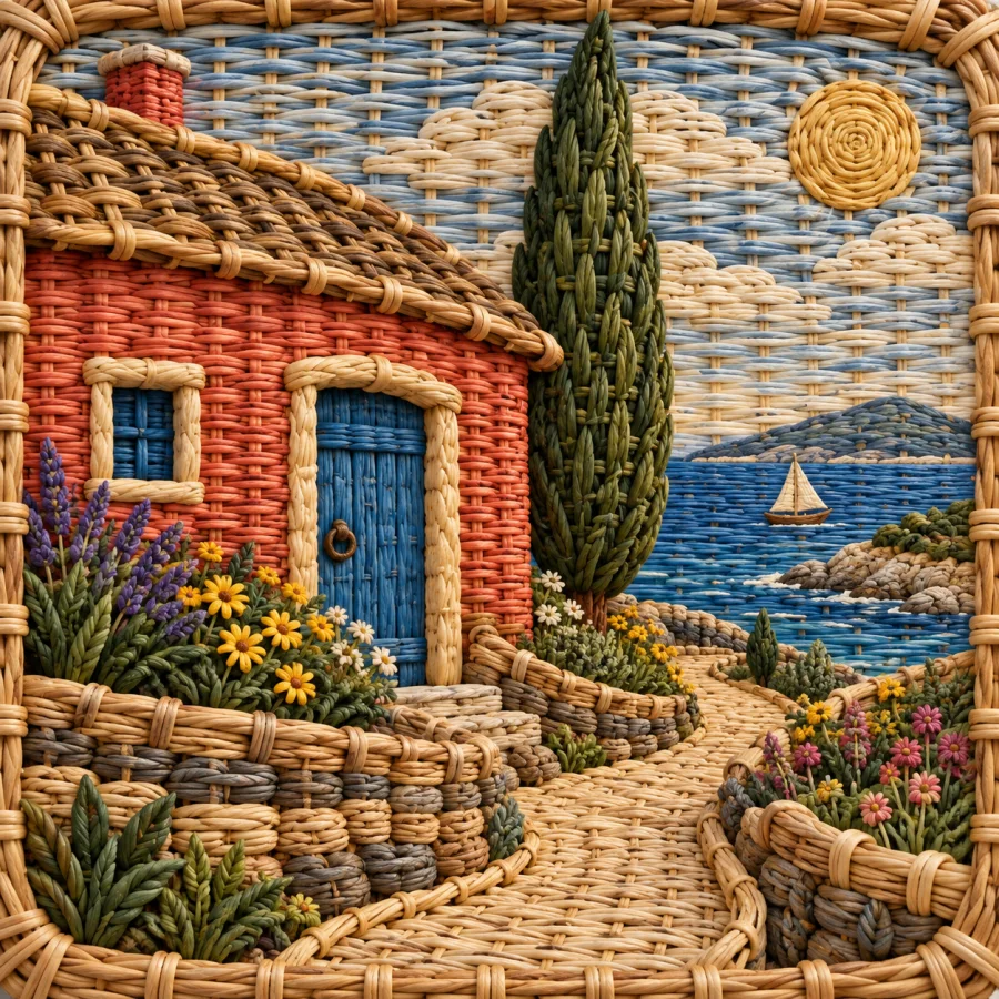 Basket Weaving: Reeds bend into a picture